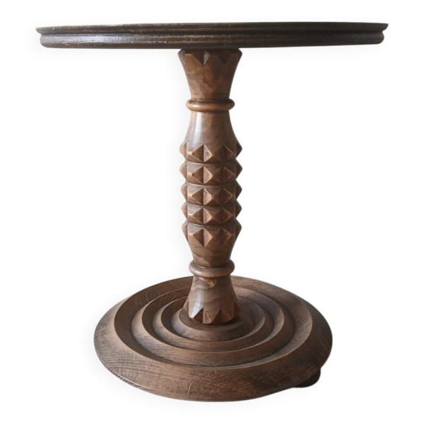 Rare guéridon en chêne massif Charles Dudouyt – Moderniste français, c
