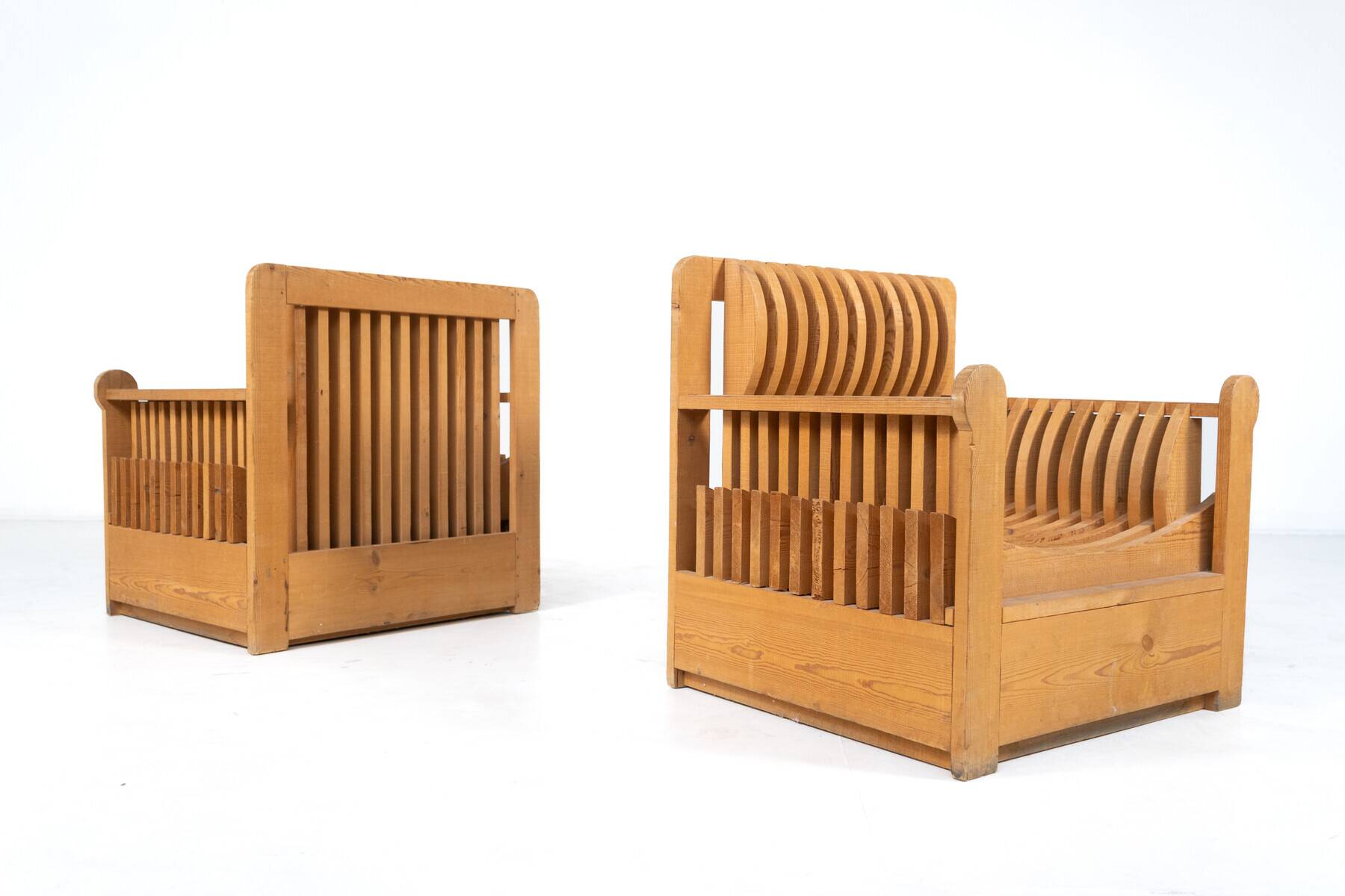 Pair of Armchairs from the " Mobili nella Valle" Series by Mario Ceroli for