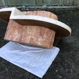 Vintage asymmetrical design coffee table in Mactan travertine stones by Magnussen ponte.