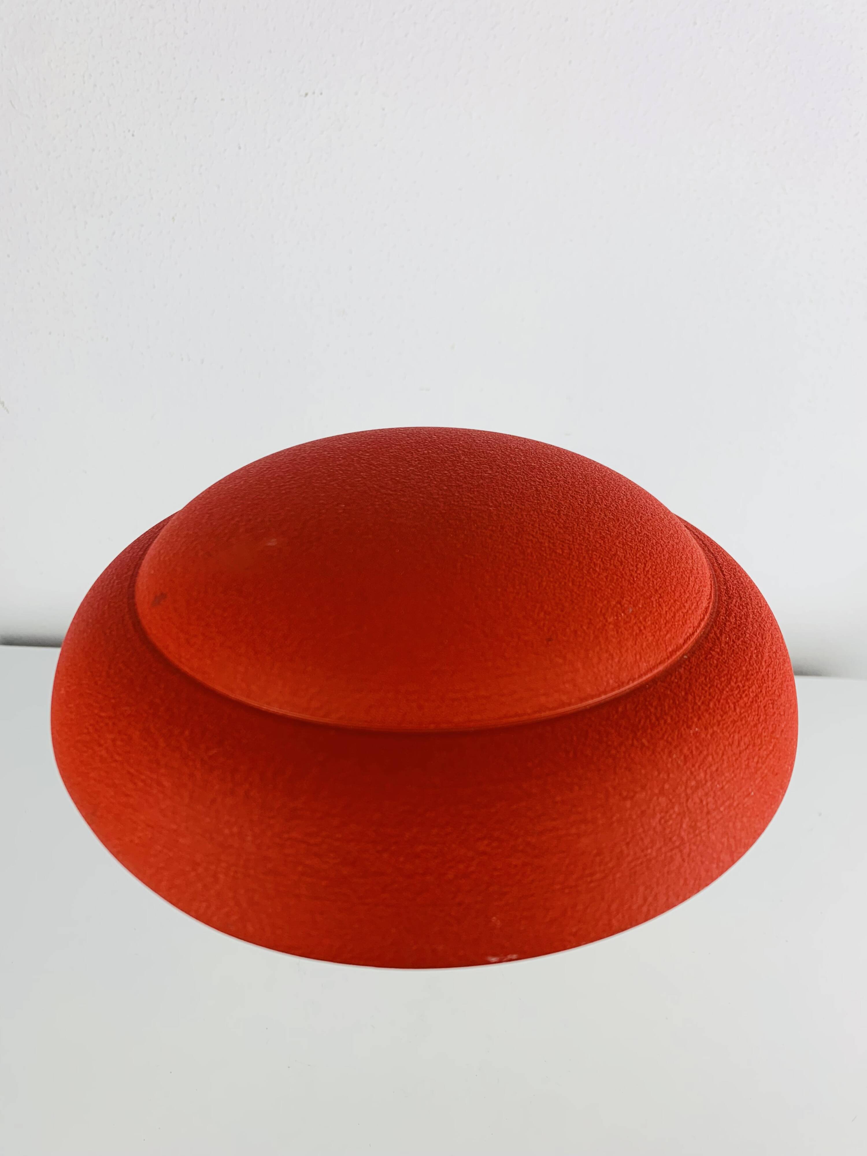 1950s desk lamp, red metal and brass