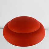 1950s desk lamp, red metal and brass