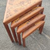 4 nesting tables in solid rosewood and Asian marquetry