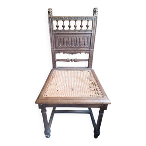 Chaise chêne et rotin - 1900