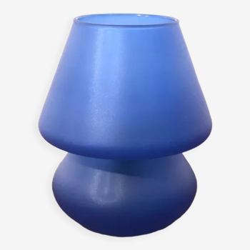 Blue polished glass mushroom lamp