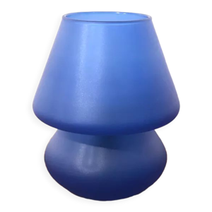 Lampe champignons verre poli bleu