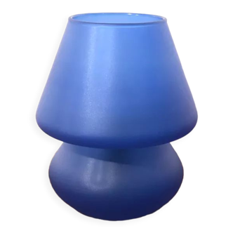 Blue polished glass mushroom lamp