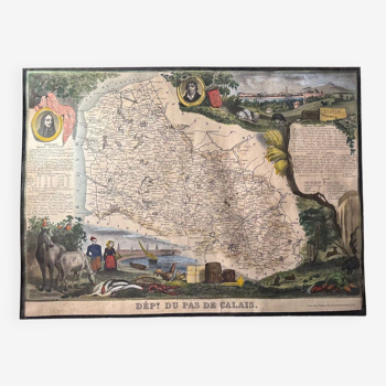 Carte géographique ancienne du Département du Pas-de-Calais - 1860