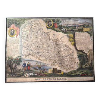 Carte géographique ancienne du Département du Pas-de-Calais - 1860