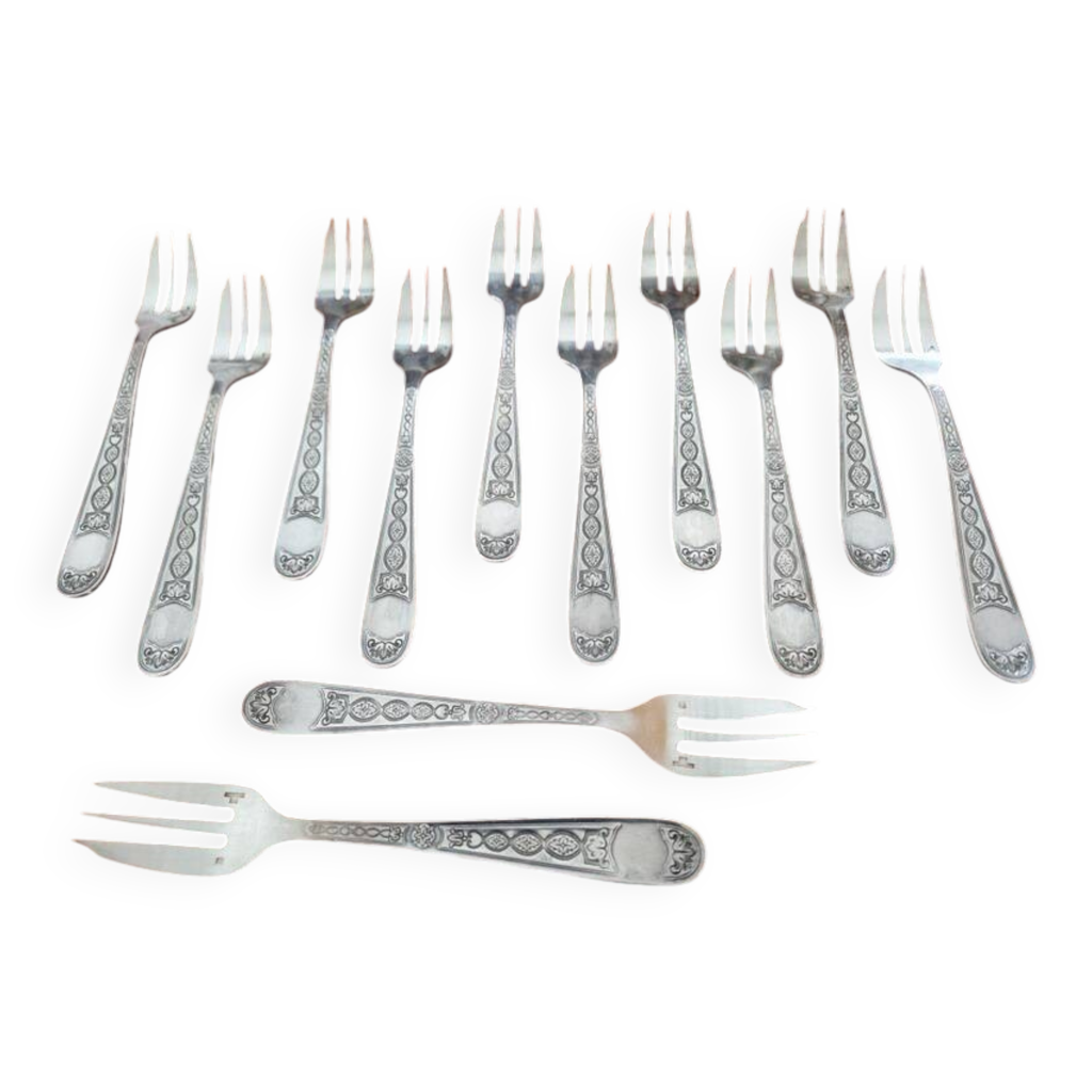 SUPERBES 12 GRANDES FOURCHETTES ALFENIDE CHRISTOFLE modèle POMPADOUR 20