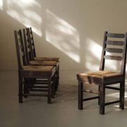 Modernist chairs in oak and woven straw, France, circa 1948