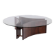 Rosewood coffee table, concave shape. 1970s.