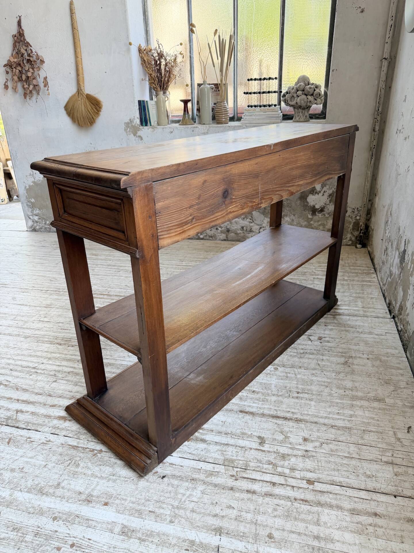 19th-century oak console table