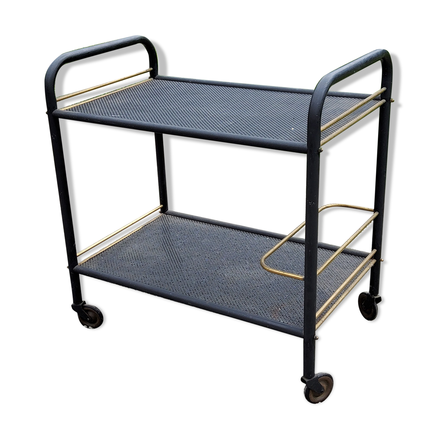 Rolling service bar of the 50s in rigitulle and brass