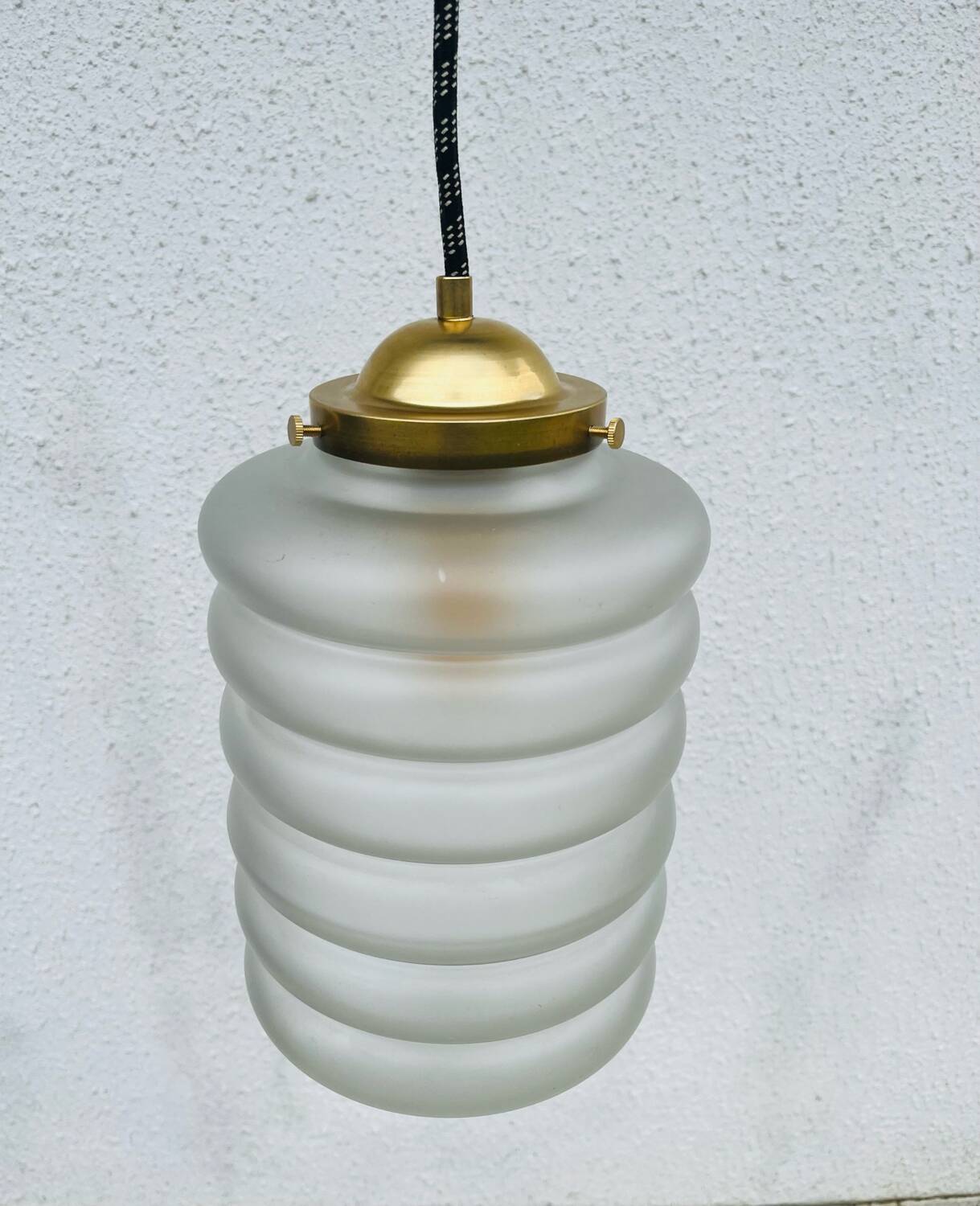 Art deco sandblasted glass pendant light