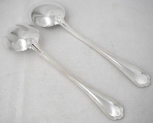 Christofle Spatours, cutlery set, 2-piece stew, silver-plated metal in near new condition.