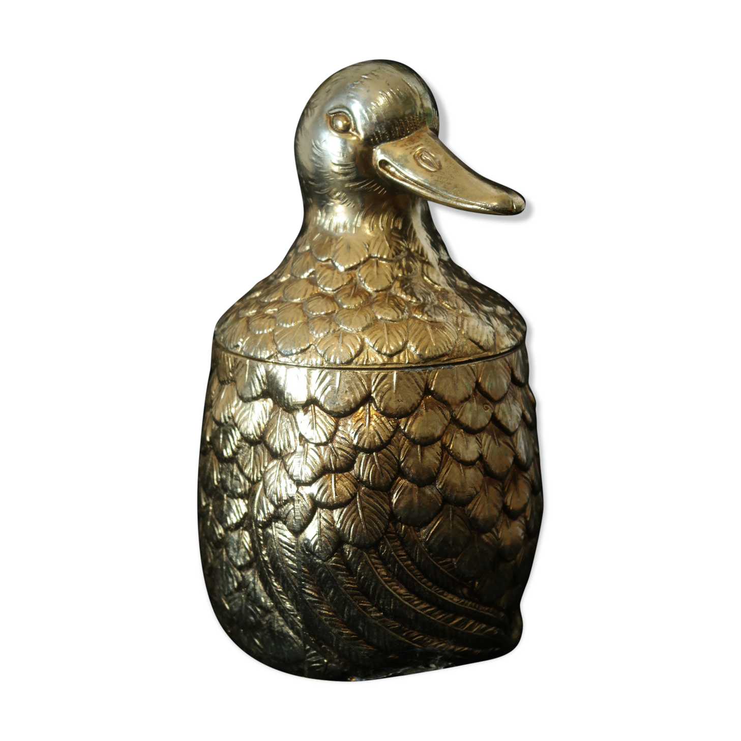 Vintage brass duck ice bucket Italy Mauro Manetti