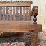 Grand banc de jardin Indonésien en noix sculpté