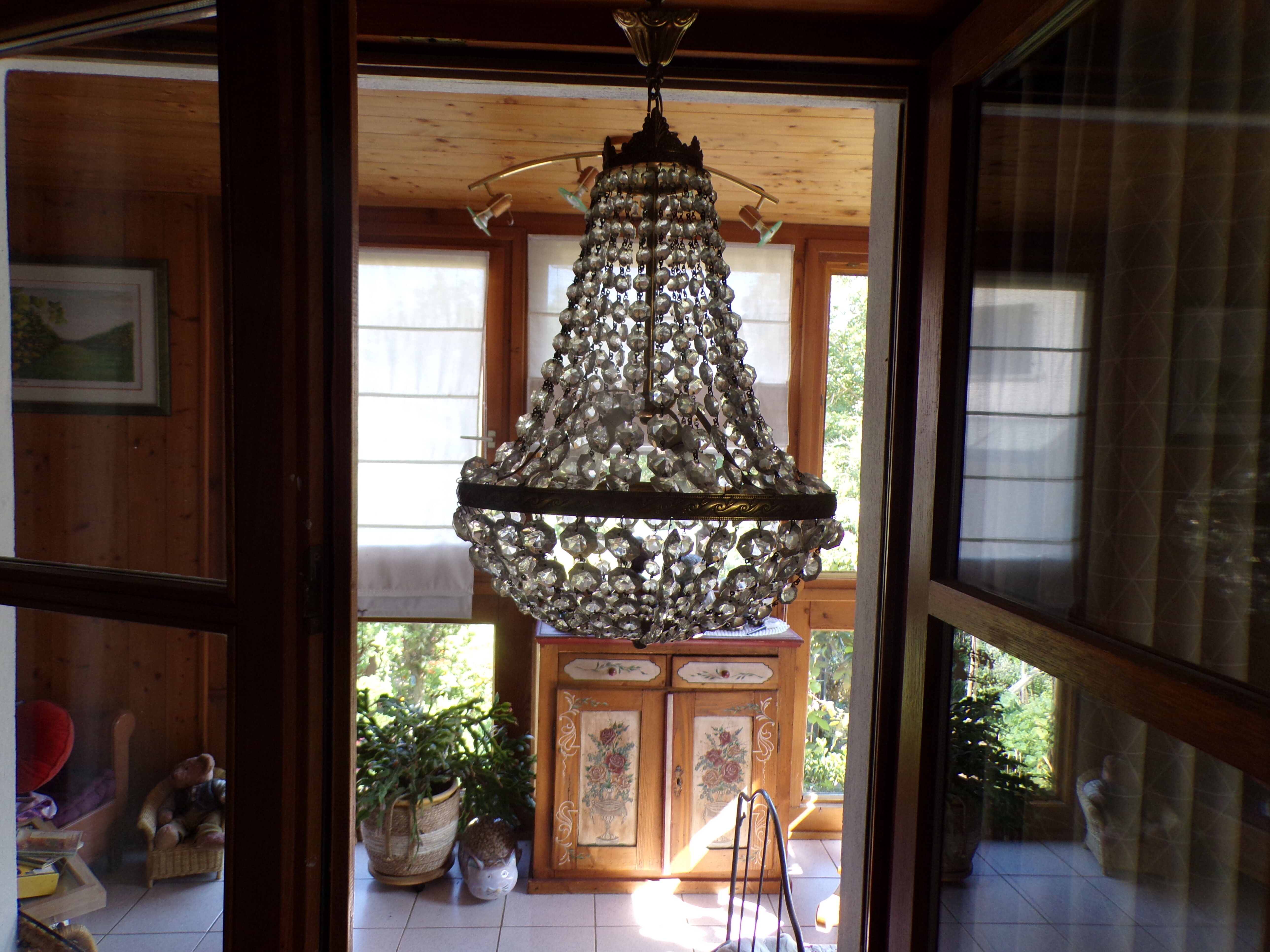 Lustre montgolfière à pampilles