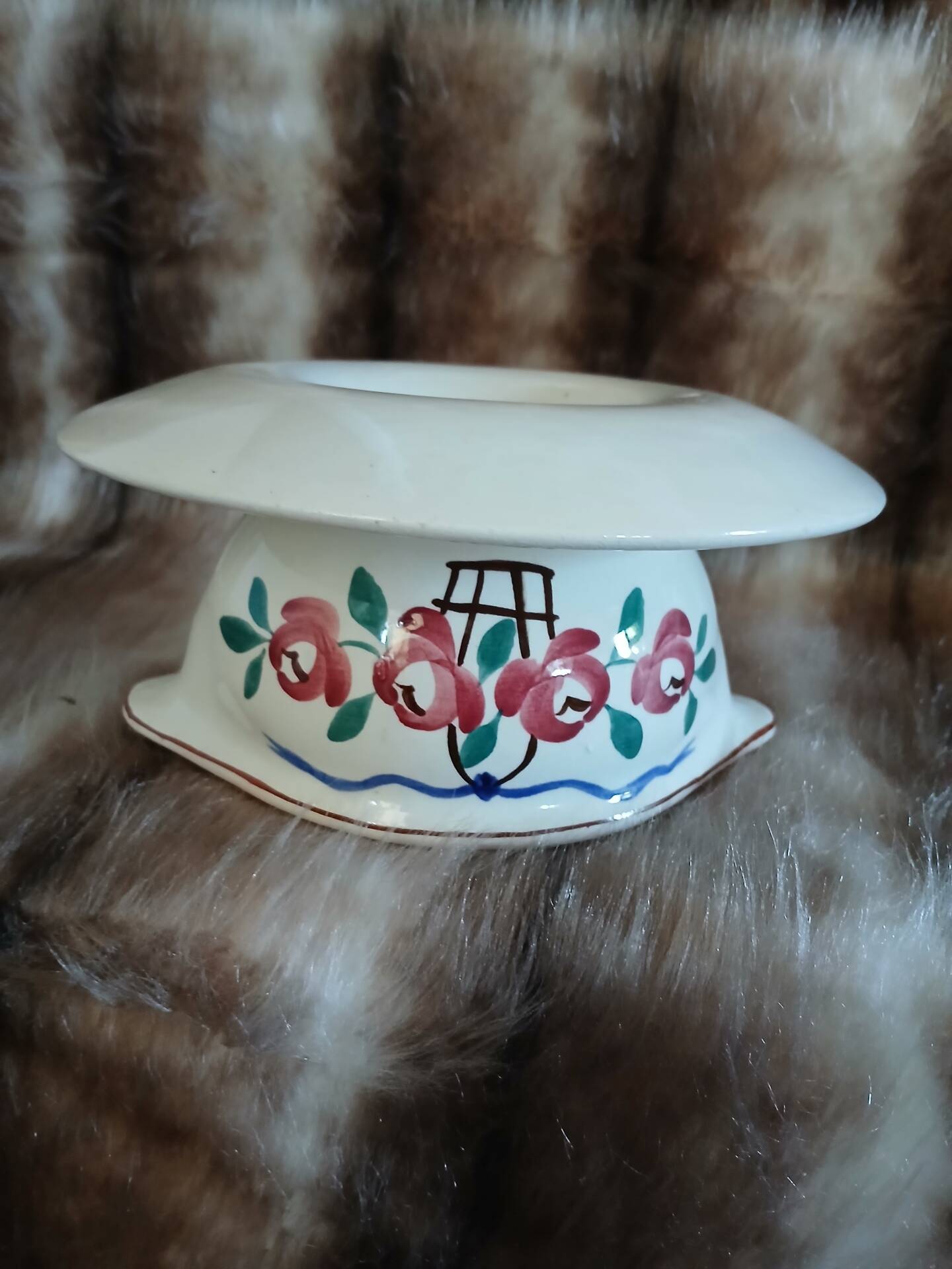 Antique sauce boat in Longchamp ironstone.