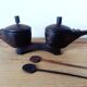 Salt and pepper shakers in carved wood, african craftsmanship