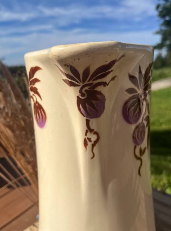 Large antique jug / Vintage beige pitcher - Hammage and Moulin des Loups
