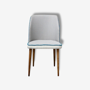 Belle chaise vintage des années 50/60 entièrement rénovée (bois, tissu, garniture).