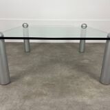 Ligne Roset coffee table, glass, postmodern design, 80s