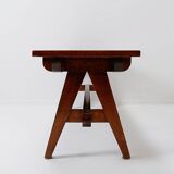Pair of solid wood benches with compass feet