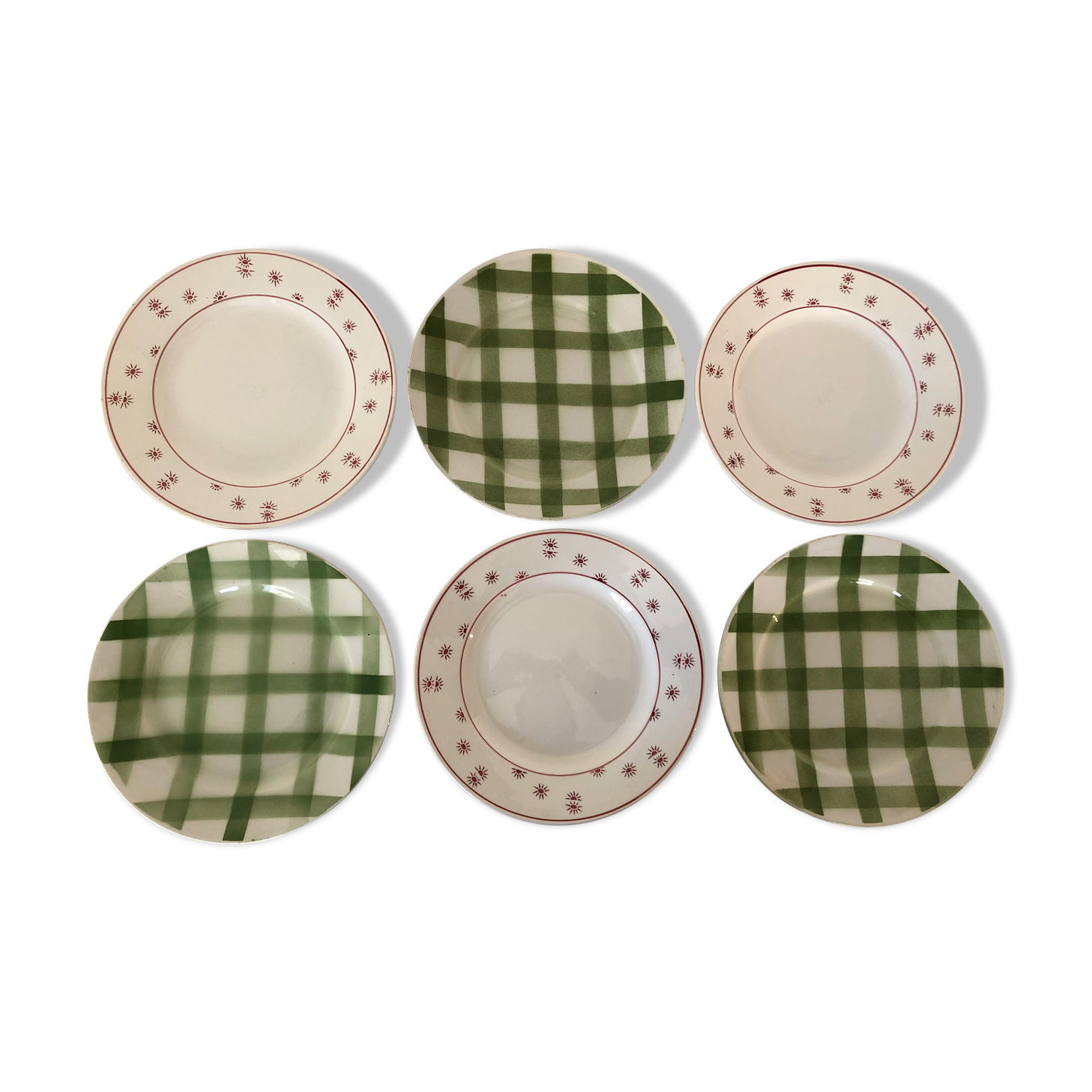 6 plates flat vintage mismatched crockery