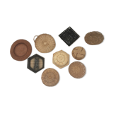 Wall composition of 9 wicker baskets and trays.