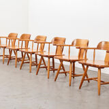 Set of 6 Scandinavian Pine Chairs 1960s/70s