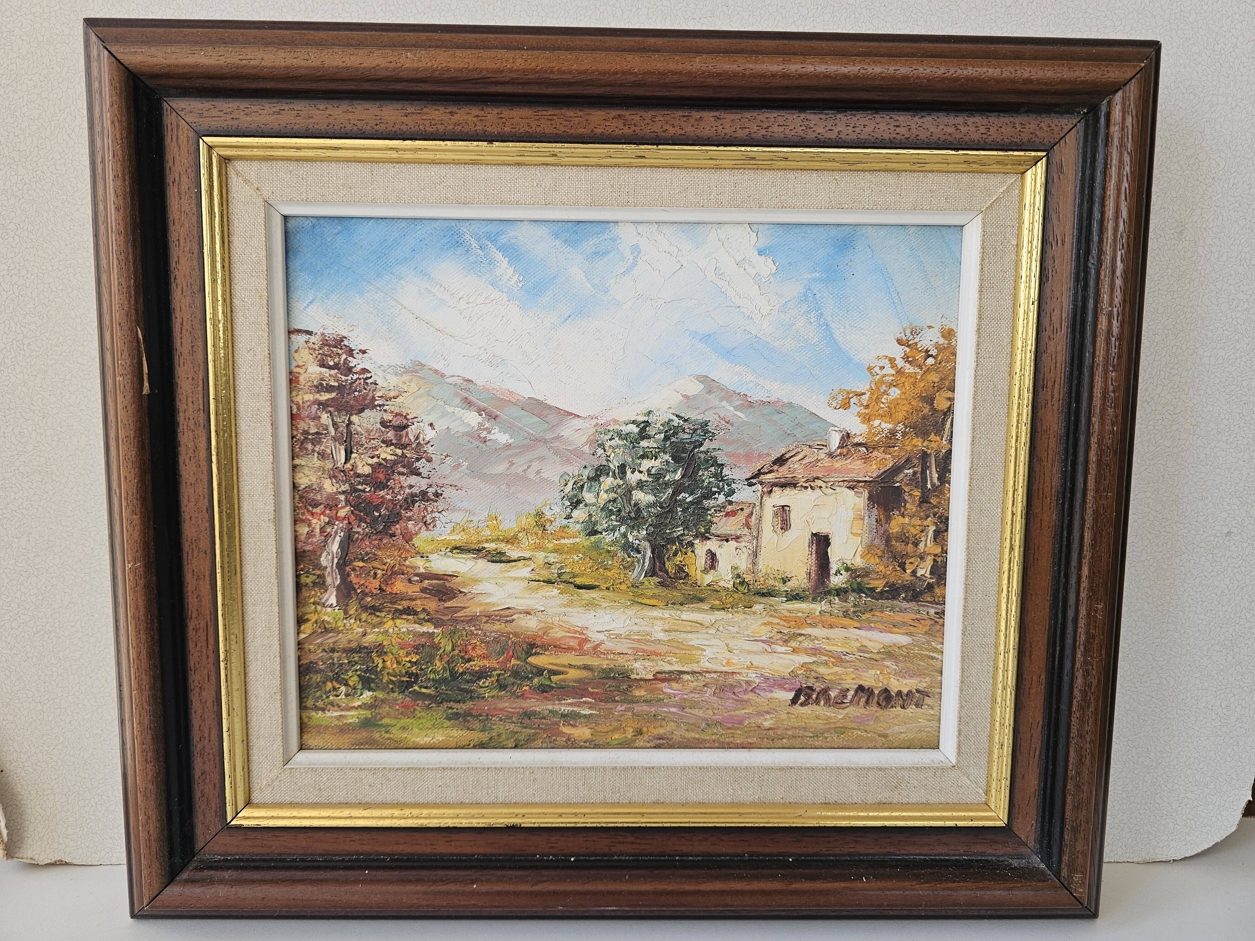 Oil Painting on Canvas Alpine Provence Landscape Signed Bremont