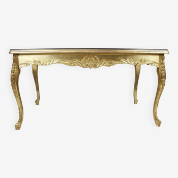 Table basse - Bois, Verre, Feuille d'or
