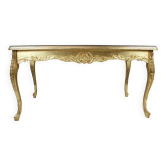 Coffee table - Wood, Glass, Gold leaf