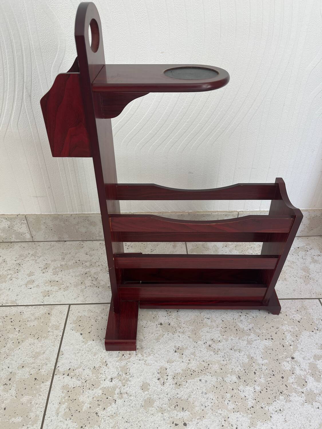 Art Deco magazine rack in mahogany color from the 60s