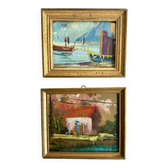 Framed oil duo