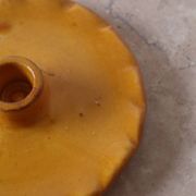 Ceramic candle holder serrated plate mustard yellow