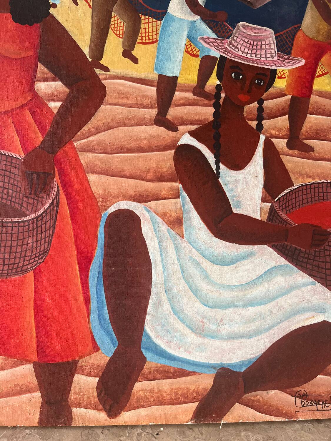 Brazilian fishing scene "Puxada de rede" signed