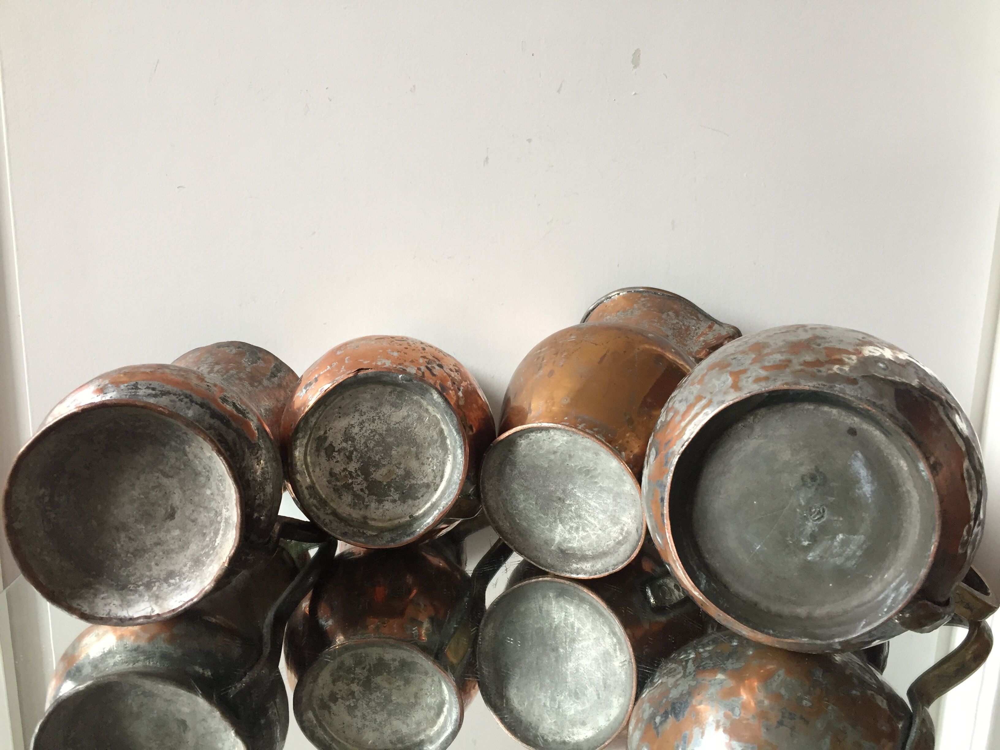 4 Islamic Art Ottoman Turkish copper pitchers antique