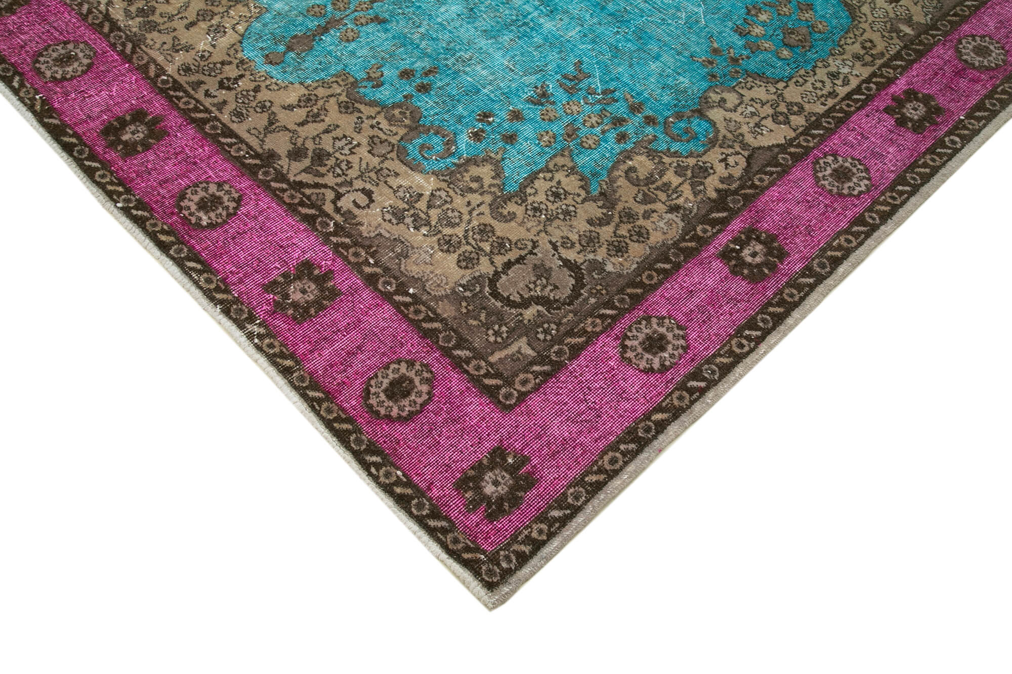 Handmade anatolian 1970s 209 cm x 326 cm turquoise rug