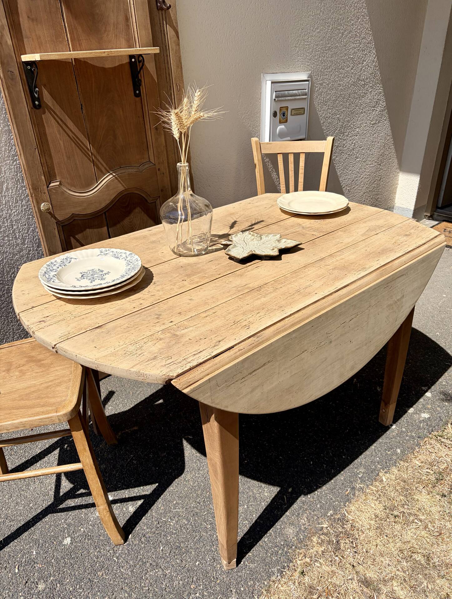 Table à rabat bois brut