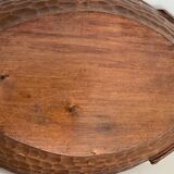 Carved wooden fruit basket or basket, 19th century, grape clusters and vine leaves