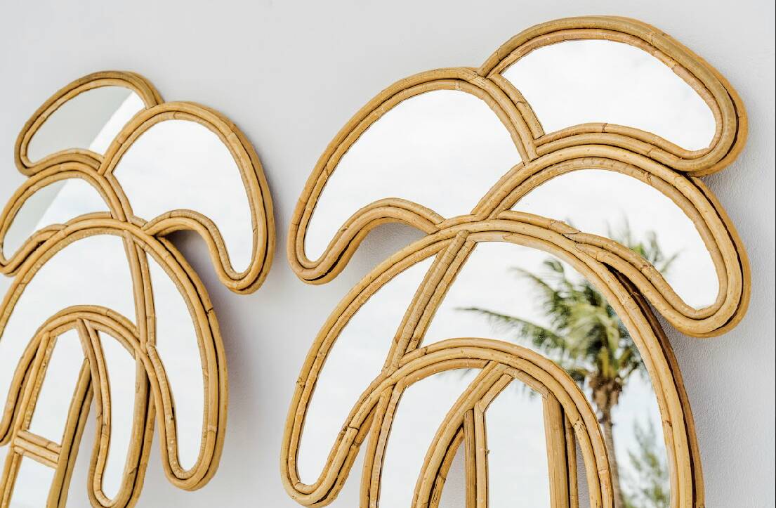 Pair of rattan mirrors 61x113cm