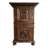 Antique Louis XIII bonnetière in carved solid wood.