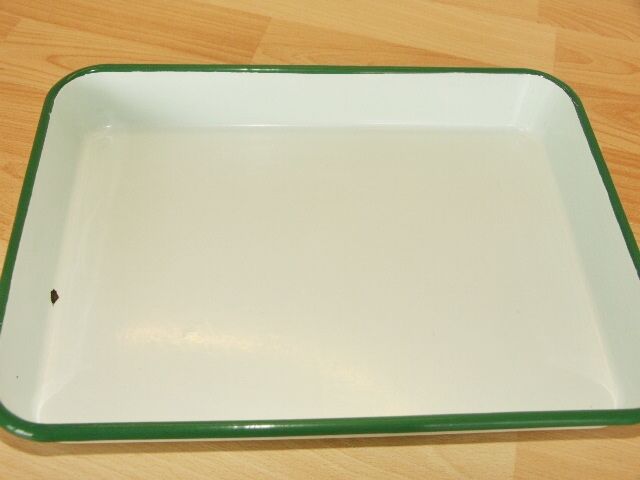 34.5x25.5 vintage enamelled steel 34.5x25.5 rectangular dish