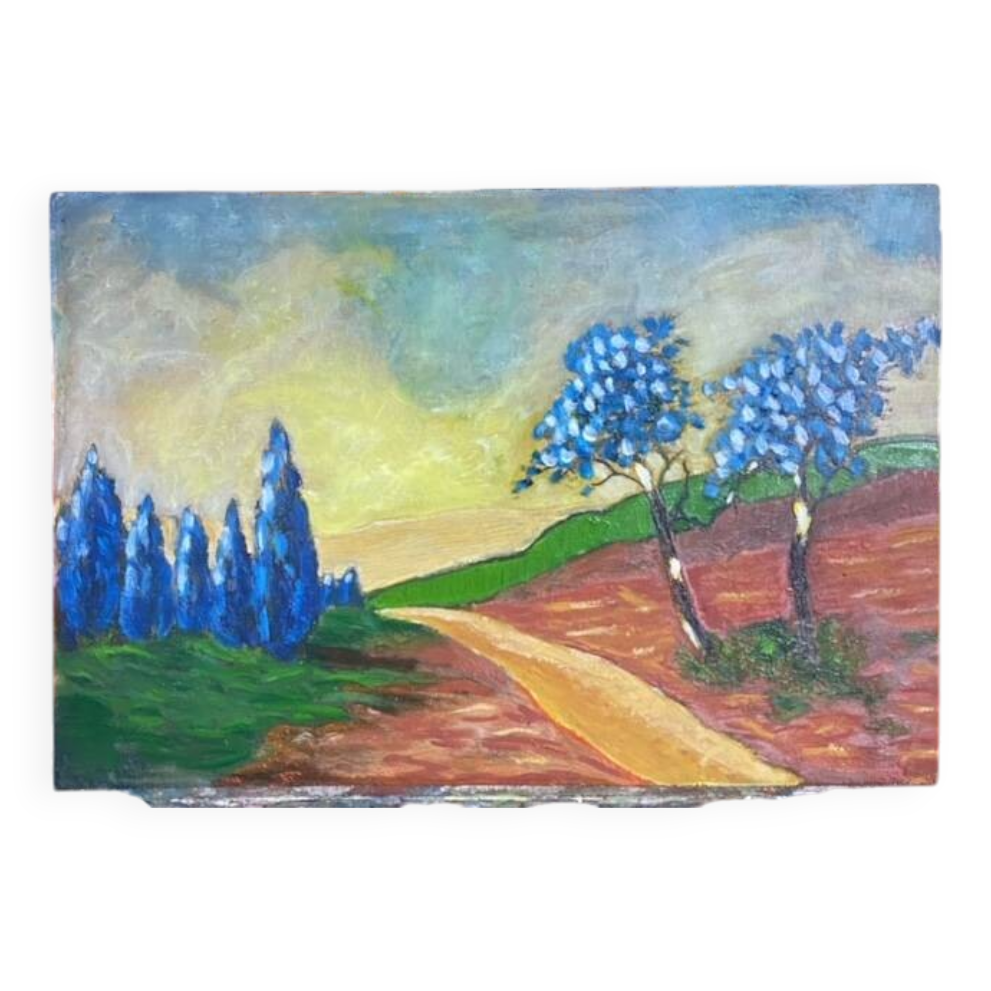 Landscape with blue trees