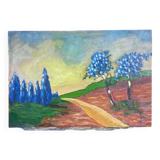 Landscape with blue trees