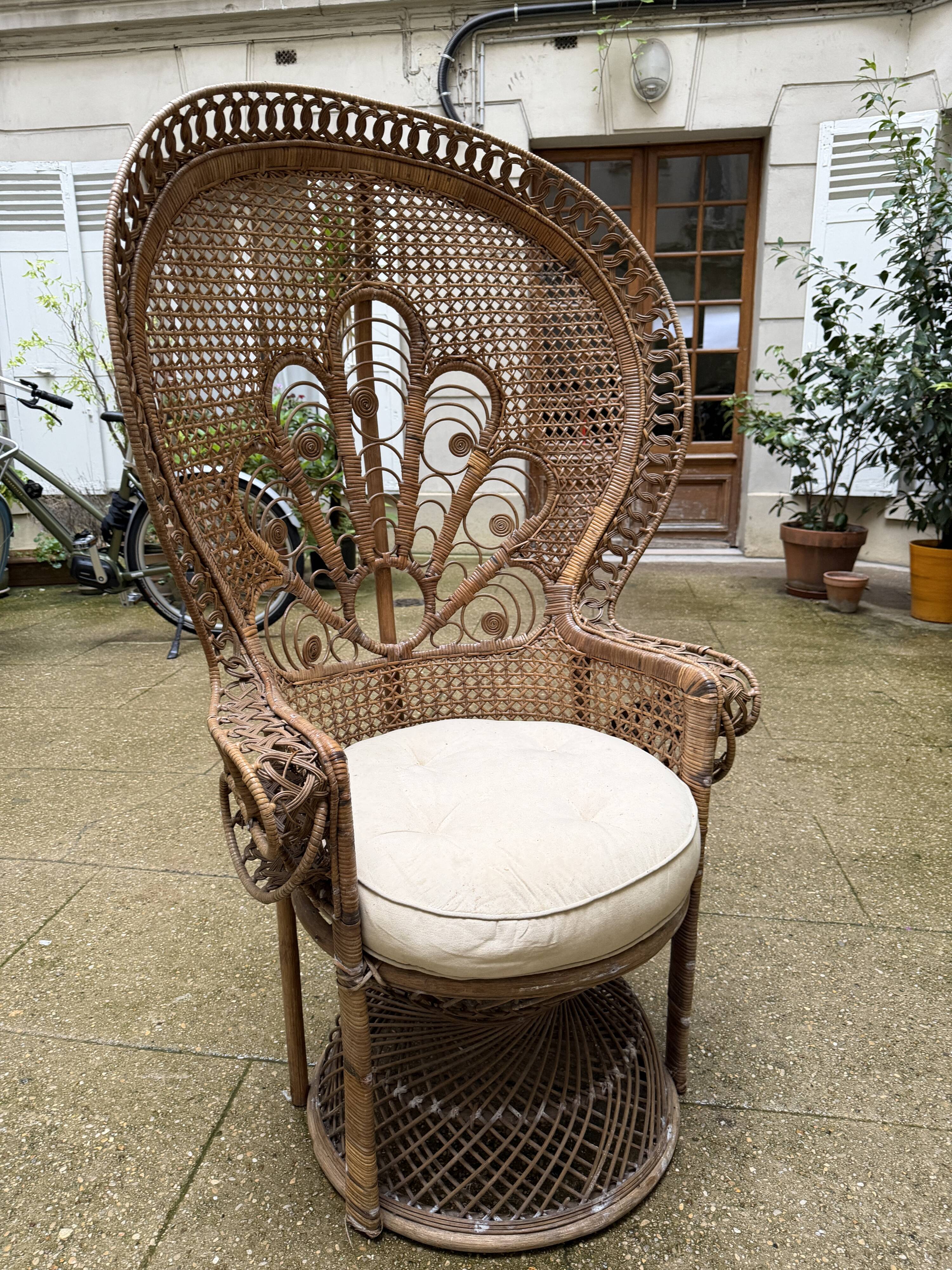 Rattan armchair "Emmanuelle" or peacock