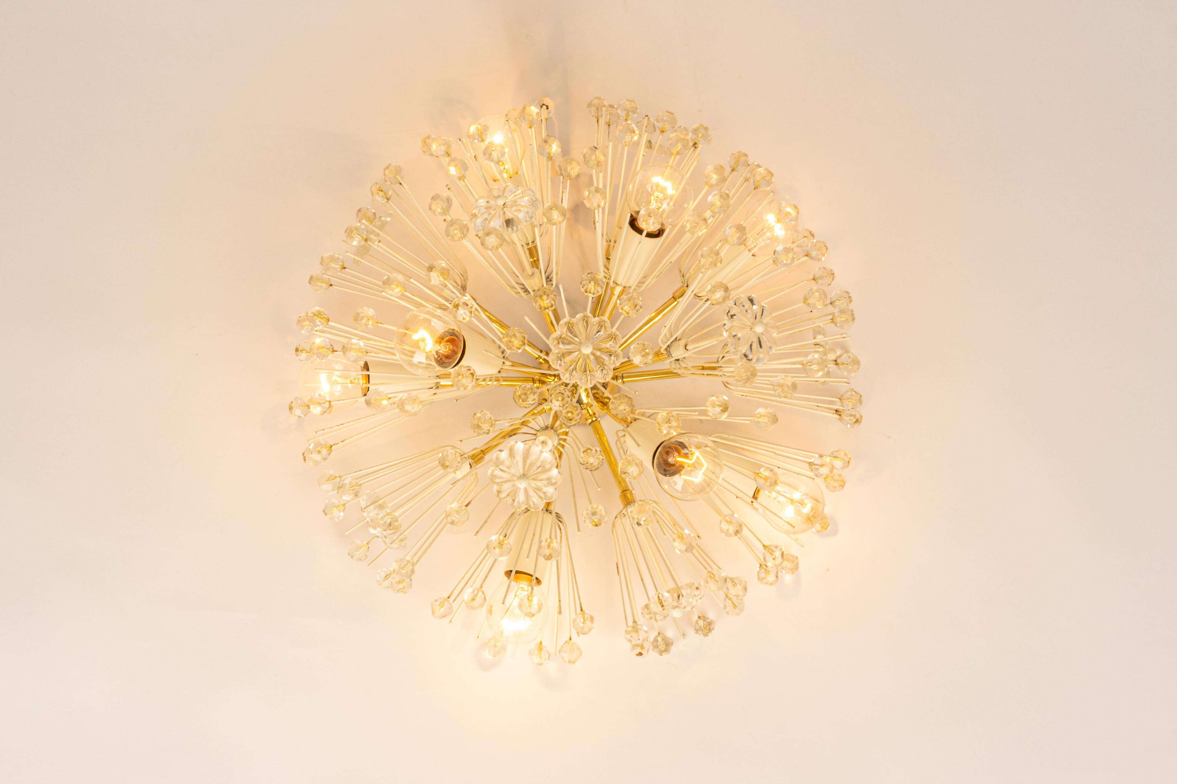 Star Ceiling Light in Brass and Crystal by Emil Stejnar, Austria, 1960s