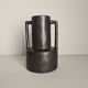 Modernist black ceramic vase / handmade / vintage